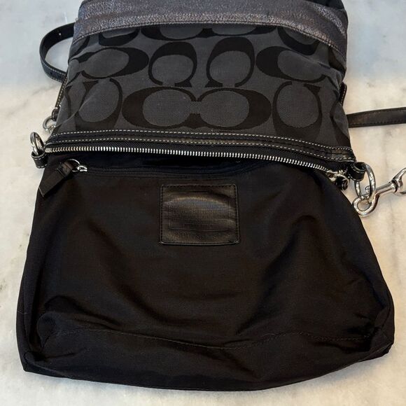 Coach Crossbody Bag Purse Handbag Signature Lurex Stripe File Swing Pack Bag - Picture 14 of 16